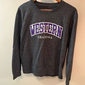 Classic Gray and Purple Crew Neck Sweater